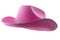 Pink cowboy hat isolated on white background with clipping path cutout concept for feminine western attire, gentle femininity,