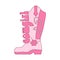 Pink cowgirl boot with traditional ornament decor and vintage font word.