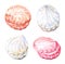 Pink, cream and white zefir. Set of watercolor marshmallows