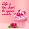 Pink creamy cupcake realistic vector product social media post template