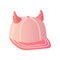 Pink creative baseball cap with horns on top on white