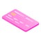 Pink credit card icon, isometric style