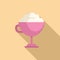 Pink crispy ice cream icon flat vector. Chocolate shake