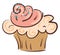 A pink cupcake with pink frosting and sprinkles vector or color illustration