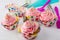 Pink cupcakes and cookware