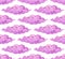 Pink curly cartoon style clouds vector seamless pattern