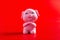 Pink cute pig mascot for the new year 2019 on red background translation for the Chinese in English is lucky