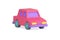 Pink cute vintage automobile for city passengers comfortable transportation realistic 3d icon vector