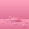 Pink cylinder podiums background or scene to show cosmetic products with bubbles