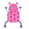 Pink dancing robot character. vector illustration, isolated design elements. Smiling three eyed android