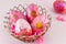 Pink decorated Easter eggs