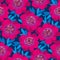 Pink decorative camellia flowers seamless pattern.