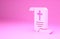 Pink Decree, paper, parchment, scroll icon icon isolated on pink background. Chinese scroll. Minimalism concept. 3d