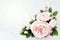 Pink delicate blossoming rose blooming flowers festive background