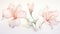 Pink delicate lilies. Elegant, romantic lily flowers background. Floral botanical watercolor AI illustration for decor