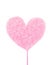 Pink delicious heart made of sweet cotton candy isolated on white background. Trendy minimal art style.