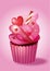 Pink, Delicious,Sweet and lovely Cupcake for Valentines Day,Mother \\\'s day or menu in the cafe