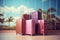 Pink departure business arrival baggage adventure bag flight vacation trip suitcase traveler