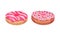 Pink Desserts with Doughnut and Sugar Glaze Topping Vector Set