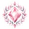 pink diamond crystal gem wealth symbol watercolor paint