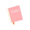 Pink diary on rings, vector illustration in flat style on white background