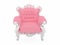 Pink doll\'s modern armchair isolated on white