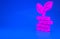 Pink Dollar plant icon isolated on blue background. Business investment growth concept. Money savings and investment