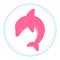 Pink dolphin with circles around vector logo