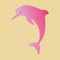 Pink dolphin cute endangered animal vector illustration