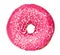 Pink donut isolated.