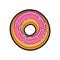 Pink donut isolated. Strawberry doughnut. vector illustration