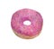 Pink donut with multicolor sprinkles isolated on the white background. Watercolor handdrawn illustration