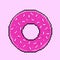 Pink donut pixel art vector drawing