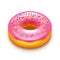 Pink donut on white vector