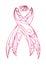 Pink doodle ribbon with Boho pattern.