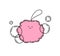 Pink doodle sponge with bubbles,