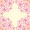 Pink doodle vintage flowers vector background