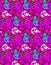 Pink doodled floral repeating pattern