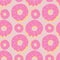 Pink doughnut seamless pattern. Confection and dessert, tasty candy, pastry and bake