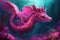 pink dragon swimming underwater, with its scales shimmering