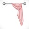 Pink drapery hanging on forged cornice isolated on a white