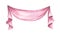 Pink drapery, Vintage curtain, Cloth banner. isolated on white background.