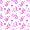 Pink dreams. Seamless pattern with pink plant elements on a white background