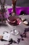 Pink drink in a glass in a romantic elegant setting - a women`s party or a romantic date