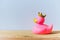 Pink duck rubber toy for kids for bathing