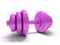 Pink dumbbell over white background. 3D