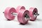 pink dumbbells on white background, AI generated