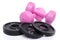 Pink dumbells with weights