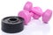 Pink dumbells with weights