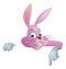 Pink Easter bunny rabbit top pointing